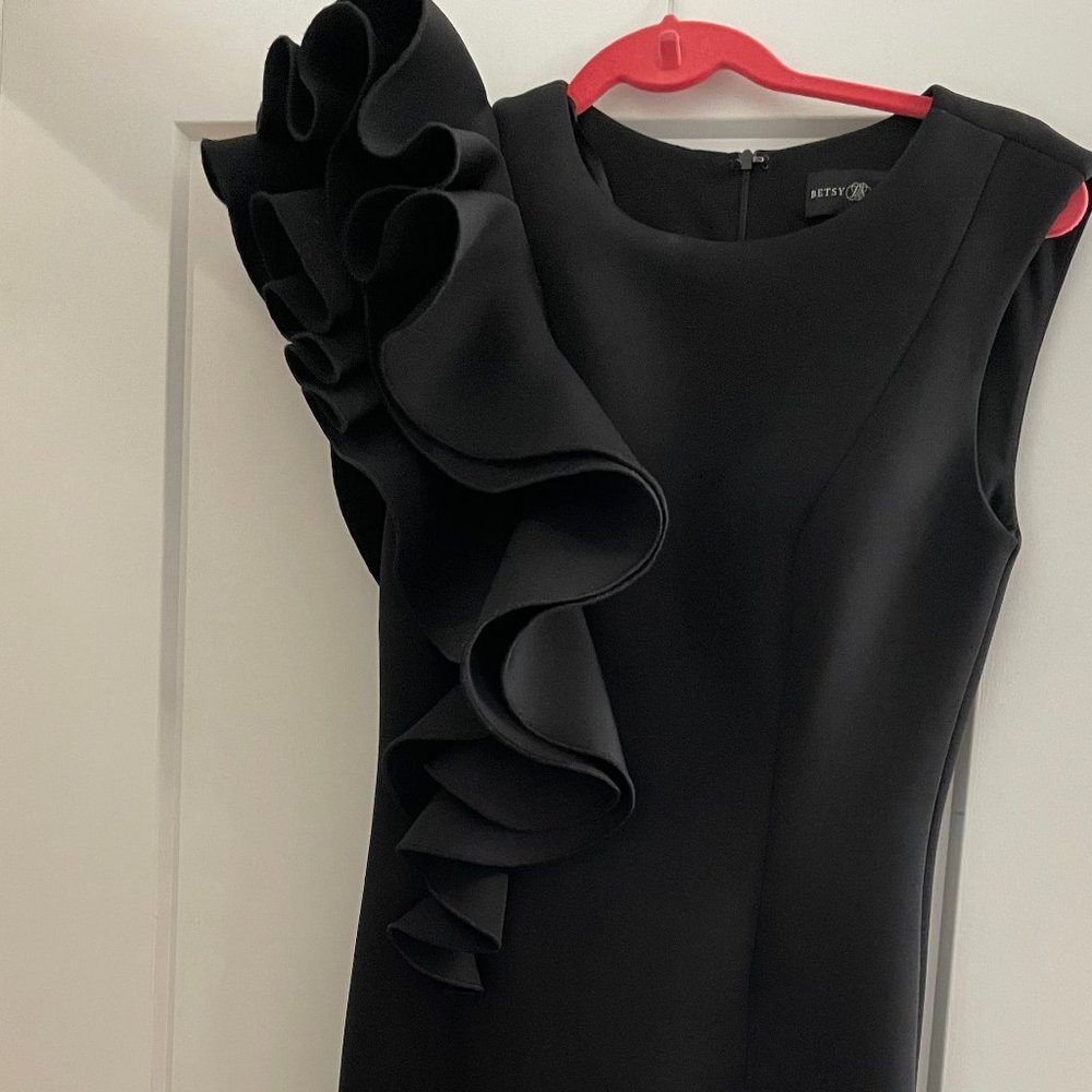 Black Cocktail Dress w/ Shoulder Ruffle
